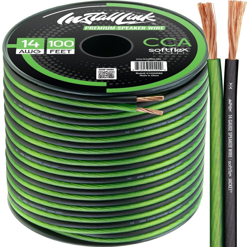 Install Link 14 AWG Gauge Speaker Wire Cable (100 Feet) Stereo, Car or Home Theater (CCA) - Image 1